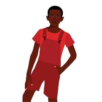 Black boy in red t-shirt vector