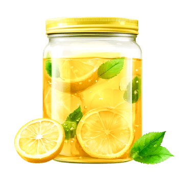Refreshing Lemonade in a Jar with Fresh Mint Leaves and Slices png