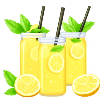 Refreshing Lemonade in Glass Jars with Mint Leaves and Slices png