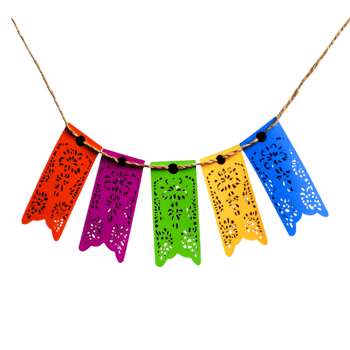 Colorful Papel Picado Banner Decorations for Festive Occasions png