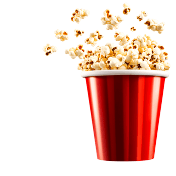 Freshly Popped Popcorn Overflowing in Red Bucket for Snacks png
