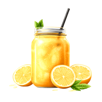 Refreshing Lemonade in Jar with Slices and Fresh Mint Leaves png