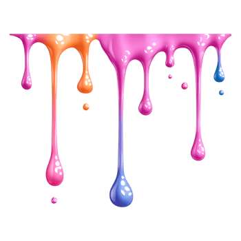 Colorful Paint Drips in Vibrant Shades of Pink, Blue, and Orange png