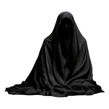 Mysterious Figure Wrapped in Dark Cloak in a Dimly Lit Environment png