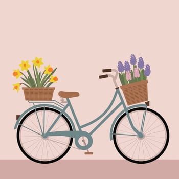 Vintage Bicycle with Spring Flowers vector
