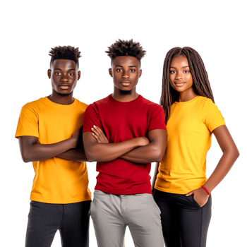 Diverse group of young friends posing together in casual clothing png