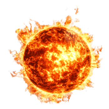 Bright Fiery Sun with Explosive Solar Flares and Intense Energy png