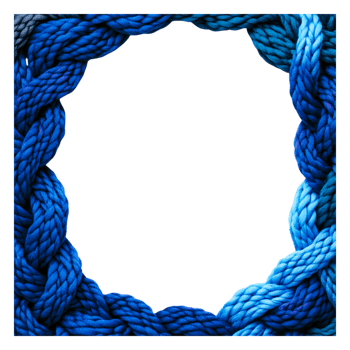 Blue Twisted Rope Circular Frame on Black Background for Design png