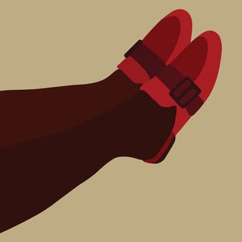 Flat sandals on black legs vector