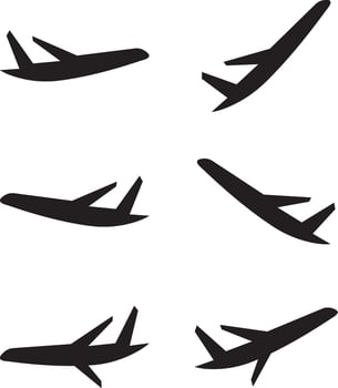 Airplane illustrator design set with white background vector