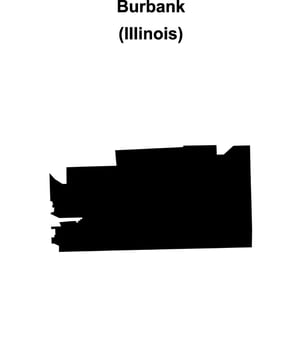 Burbank, Illinois blank outline map vector