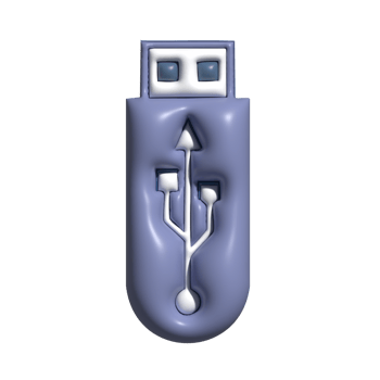 3D Glossy USB Flash Drive Icon with Blue Body and White USB Symbol png
