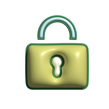 3D Glossy Padlock Icon with Yellow Body and Green Outline png