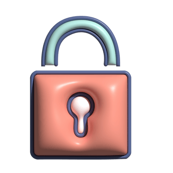 3D Glossy Padlock Icon with Pink Body and Blue Shackle png