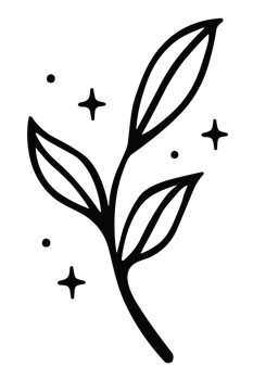 Magical plant herbs leaf leaves witchcraft witchy witch fairy dust doodle drawing hand drawn black and white illustration whimsical garden aesthetic cute decor isolated element transparent background png