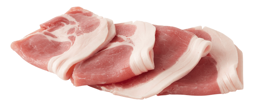fresh sliced Pork cut out isolated transparent background png