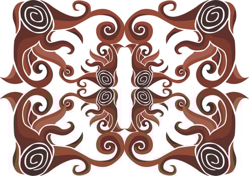 Elegant Swirl Floral Ornaments in Brown Tones vector
