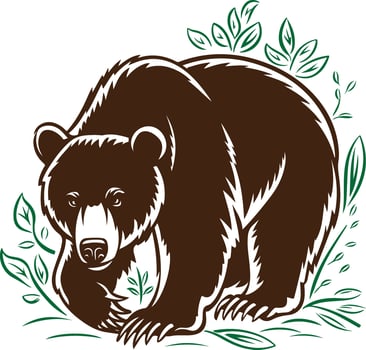 Grizzly Bear Wilderness Nature Artwork vector