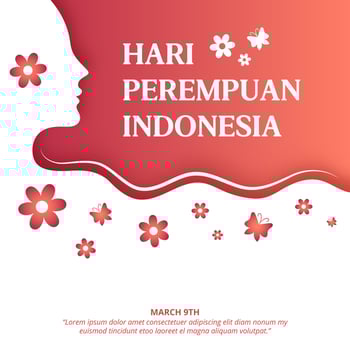 Hari Perempuan Indonesia or Indonesian Women's Day with cutting paper style woman and flower vector