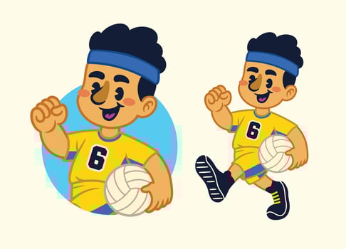 Happy Volleyball Player Mascot Illustration vector