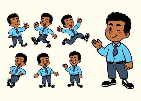 Joyful Cartoon Character Set Of Office Worker vector