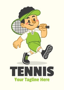 Mascot Logo of Happy Tennis Player vector