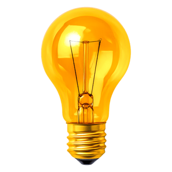 Bright Yellow Light Bulb with Vintage Design and Glowing Filament png