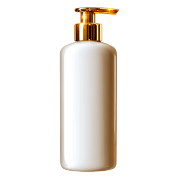 Sleek White Pump Bottle with Golden Cap for Beauty Product Packaging png