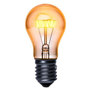 Vintage Edison Light Bulb with Warm Glow and Reflective Base png