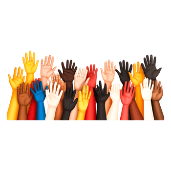 Diverse Hands Raised Together in Unity and Solidarity Concept png