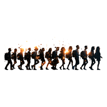 Silhouettes of Dancing People with Sparkles and Glowing Effects png