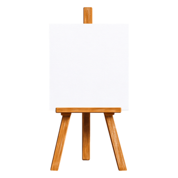 Blank White Canvas on Wooden Easel for Art and Creativity Projects png
