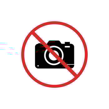 warning sign icon, no photos - warning area on a round board with a red line vector