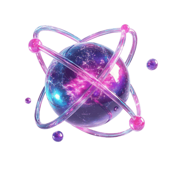 Neon Futuristic Atom Model png
