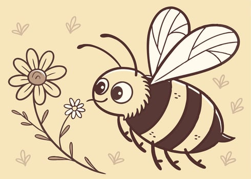 Bee carrying tiny flower for spring holiday celebration vector