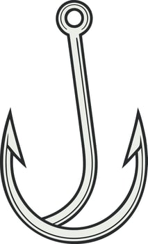 Hooked on Adventure Fishing Hook Clipart for Outdoor and Sport Designs vector