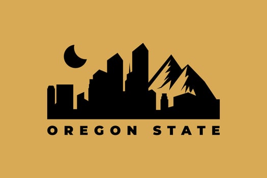 oregon state city landscape silhouette sunset vector
