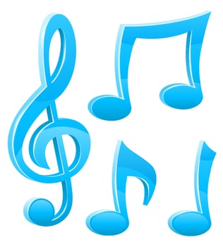 musical notes and treble clef illustration vector