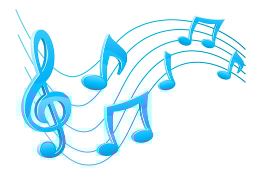 musical notes and treble clef illustration isolated on white background vector