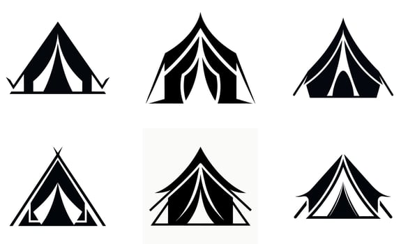 simple black silhouette of a camping tent icon design vector