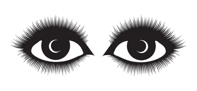 Elegant Eyes with Lashes Black Silhouette Illustration Beauty Design vector