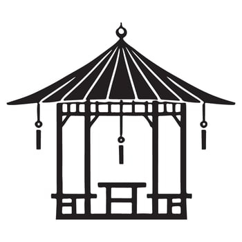 Tranquil Gazebo Silhouette Illustration for Garden Design vector