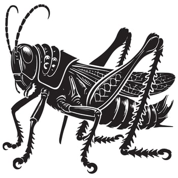 Detailed Grasshopper Silhouette Artwork for Insect Lovers vector