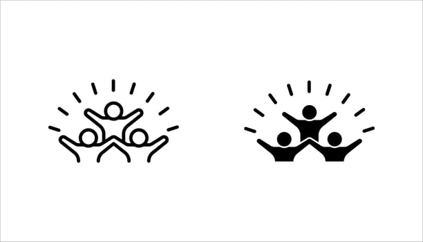 icon set of group of happy people, fun team, party, feelings of joy expression, illustration on white background vector