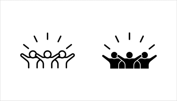 icon set of group of happy people, fun team, party, feelings of joy expression, illustration on white background.. vector