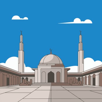 Mosque illustration with surrounded area vector