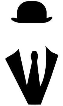 Bowler hat silhouette, traditional city worker or business man, old-fashioned character in vintage clothing isolated on a white background vector