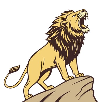 Roaring Lion on Rock vector