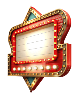 Glowing marquee frame with empty message space png
