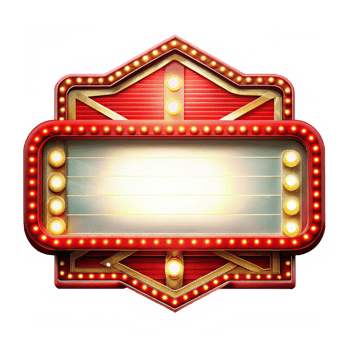 Retro signage board with bright electric bulbs png